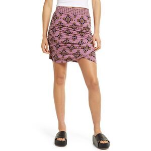 Free People She's Something Else Printed Mini Skirt In Smokey Lilac - L